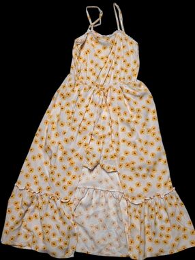 Sunflower Print White Maxi Dress Girls Size 8